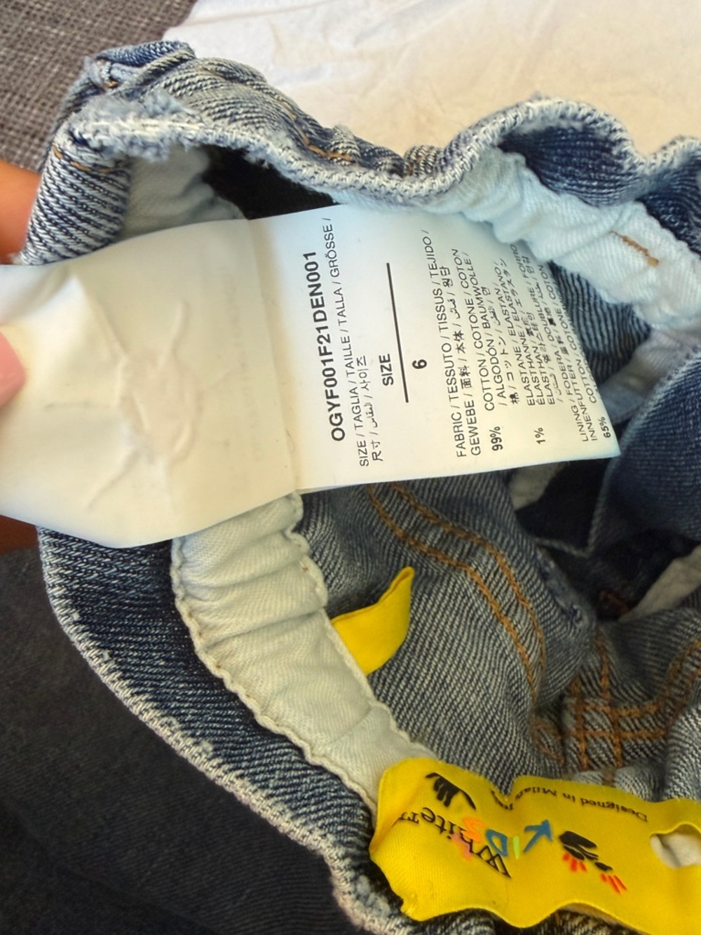 Off-White Kids Blue Denim Skirt with Yellow Tag Detail